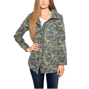 Velvet by Graham & Spencer Irene Camo Army Jacket Green Canvas Coat Size Small